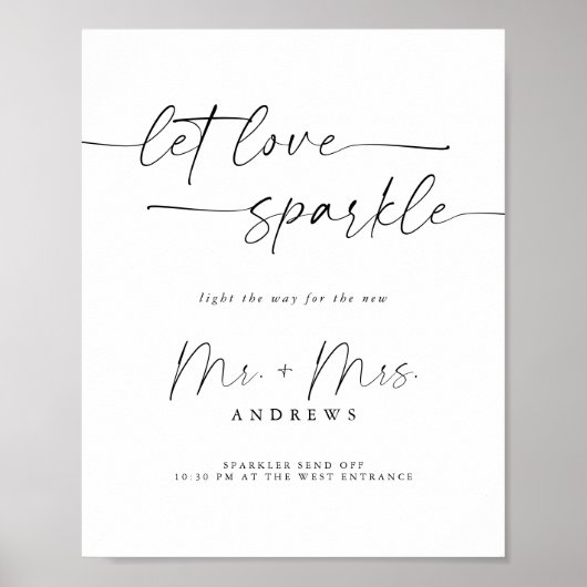 Elegant Script Sparkler Bruiloft Verstuur teken Poster (Voorkant)