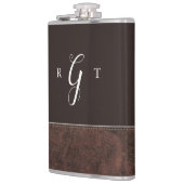 Elegant Script Speciaal Monogram bruin leder Heupfles (Links)