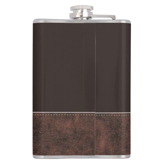 Elegant Script Speciaal Monogram bruin leder Heupfles (Achterkant)