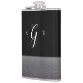 Elegant Script Speciaal Monogram grijs leder Heupfles (Links)