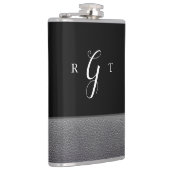 Elegant Script Speciaal Monogram grijs leder Heupfles (Rechts)