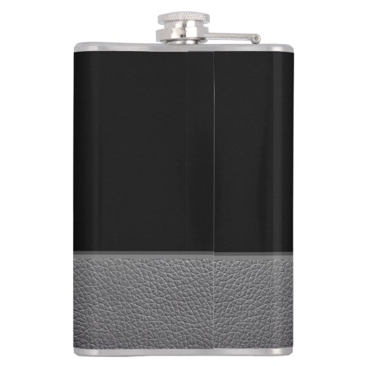 Elegant Script Speciaal Monogram grijs leder Heupfles (Achterkant)