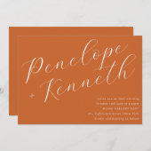 Elegant script Stijlvolle bruiloft warme terracott Kaart (Voorkant / Achterkant)