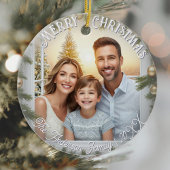 Elegant Script Stijlvolle Foto Prettig Kerstfeest Keramisch Ornament