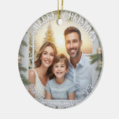 Elegant Script Stijlvolle Foto Prettig Kerstfeest Keramisch Ornament (Links)