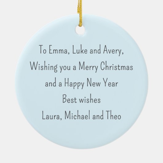 Elegant script Stijlvolle foto Vrolijk kerstfeest Keramisch Ornament (Achterkant)