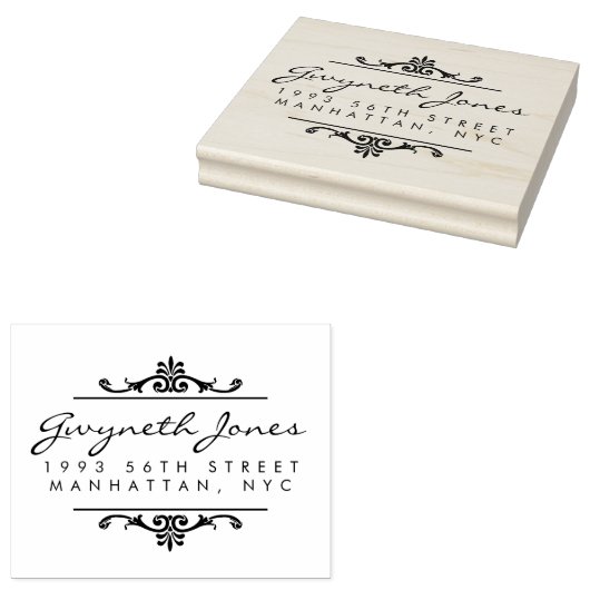 Elegant Script & Stijlvolle Ornamenten Retouradres Rubberstempel (Gestempeld)