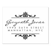 Elegant Script & Stijlvolle Ornamenten Retouradres Rubberstempel (Afrduk)