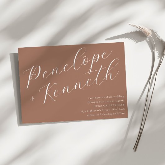 Elegant Script Stijlvolle Trouwdag Aardse Mocha Br Kaart