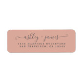 Elegant Script Stof Roze Huwelijk Retouradres Etiket (Voorkant)