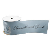 Elegant Script Stofblauw Bruiloft  Satijnen Lint (Spoel)
