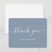 Elegant Script Stofblauw Bruiloft Verjaardag Bedankkaart (Voorkant / Achterkant)