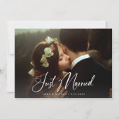 Elegant Script Stofblauw | QR Code Net Getrouwd Kaart (Voorkant)
