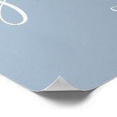 Elegant Script Stofblauwe Baby Shower Welkomstbord Poster (Hoek)