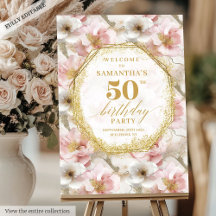 Elegant Script stoffig roze verjaardagswelkomstbor