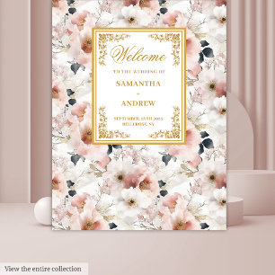 Elegant Script stoffige roze bloemendrapage voor e Wandkleed