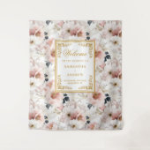 Elegant Script stoffige roze bloemendrapage voor e Wandkleed (Voorkant)