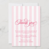 Elegant Script & Stripes Baby shower Bedankkaart (Voorkant)
