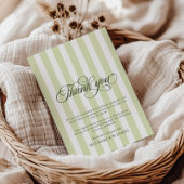 Elegant Script & Stripes Baby shower Bedankkaart