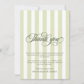 Elegant Script & Stripes Baby shower Bedankkaart (Voorkant)