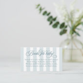 Elegant Script Stripes Baby shower Boeken voor Bab Informatiekaartje (Staand voorkant)