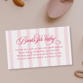 Elegant Script Stripes Baby shower Boeken voor Bab Informatiekaartje