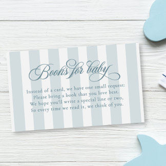 Elegant Script Stripes Baby shower Boeken voor Bab Informatiekaartje