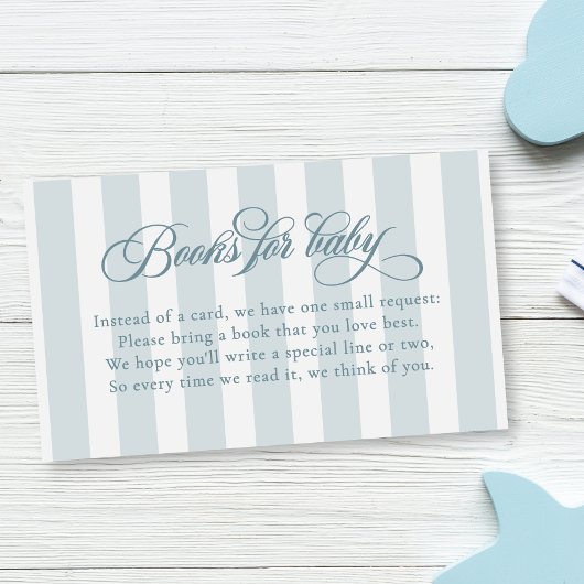 Elegant Script Stripes Baby shower Boeken voor Bab Informatiekaartje