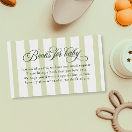 Elegant Script Stripes Baby shower Boeken voor Bab Informatiekaartje
