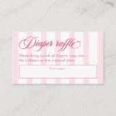 Elegant Script & Stripes Baby shower Luier Raffle Informatiekaartje (Voorkant)