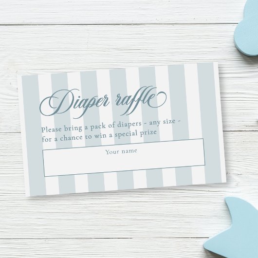Elegant Script & Stripes Baby shower Luier Raffle Informatiekaartje