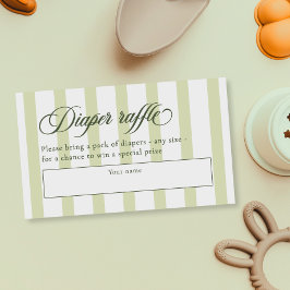 Elegant Script & Stripes Baby shower Luier Raffle Informatiekaartje