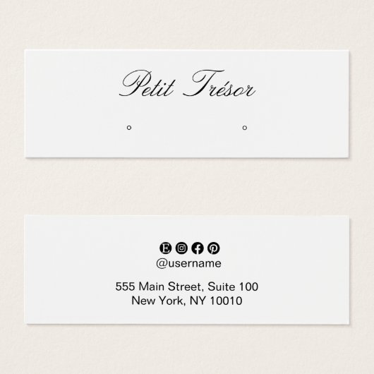 Elegant Script Stud Earring Display Mini Visitekaartjes (Voorkant /achterkant)