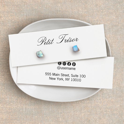 Elegant Script Stud Earring Display Mini Visitekaartjes