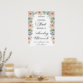 Elegant script 'Sunday Brunch' Wedding Floral Poster (Keuken)
