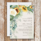 Elegant Script Sunflower Eucalyptus Weddenschap Kaart