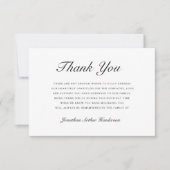 Elegant script sympathie begrafenis bedankkaart (Voorkant)