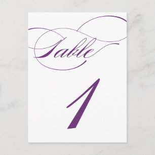 Elegant Script Table Number Briefkaart Paarse 52