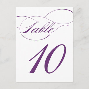 Elegant Script Table Number Briefkaart Paarse 52