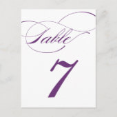 Elegant Script Table Number Briefkaart | Paarse 52 (Voorkant)