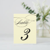 Elegant Script Table Number Briefkaart - Zwart (Staand voorkant)