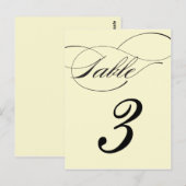 Elegant Script Table Number Briefkaart - Zwart (Voorkant / Achterkant)