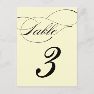 Elegant Script Table Number Briefkaart - Zwart