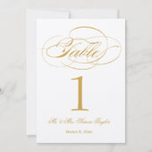 Elegant Script Table Number - Gold Kaart (Voorkant)