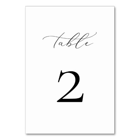 Elegant Script Table Number Kaart (Achterkant)