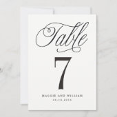 Elegant Script Table Number Kaart (Voorkant)