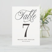 Elegant Script Table Number Kaart (Staand voorkant)