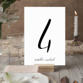 Elegant Script Table Number Sign with Couple Names Kaart