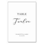 Elegant Script Table Twaalf Table Number Kaart (Achterkant)