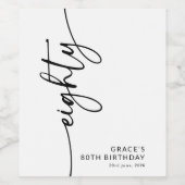 Elegant Script Tachtig 80ste Verjaardag Wijn Etiket (Enkel label)